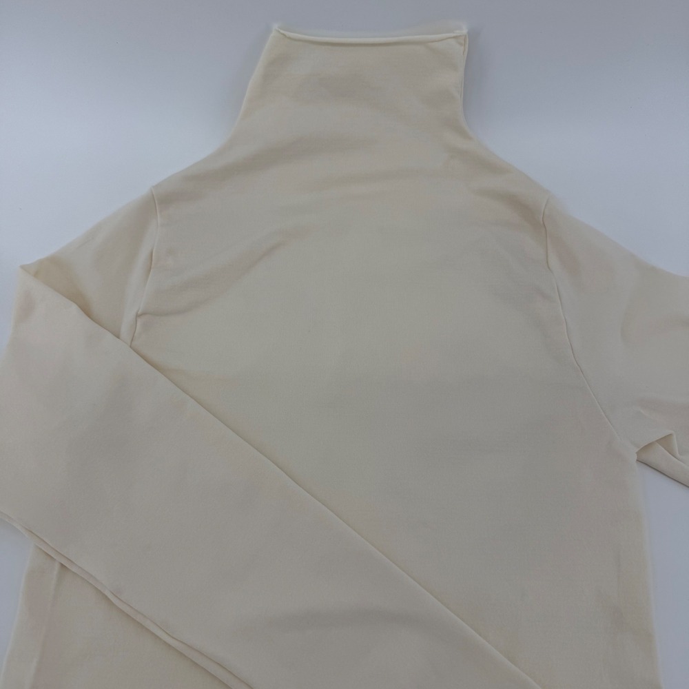 SKIMS Essential Mock Neck Long Sleeve Bodysuit Sandstone Cream S/M RN 158973